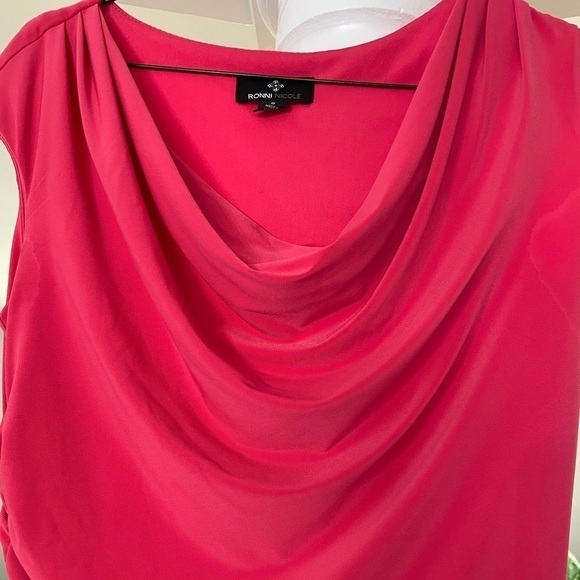 Ronni Nicole Dresses women’s hot pink/ Fuchsia sleeveless , Cowl neck dress . - Picture 3 of 5